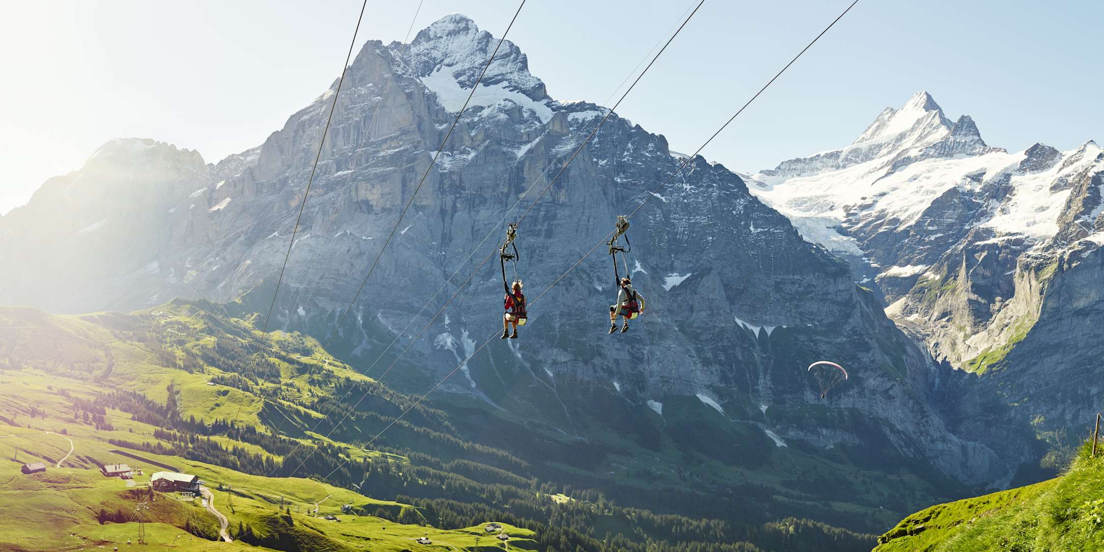 Grindelwald First Flieger Sommer Wetterhorn Schreckhorn Alpen