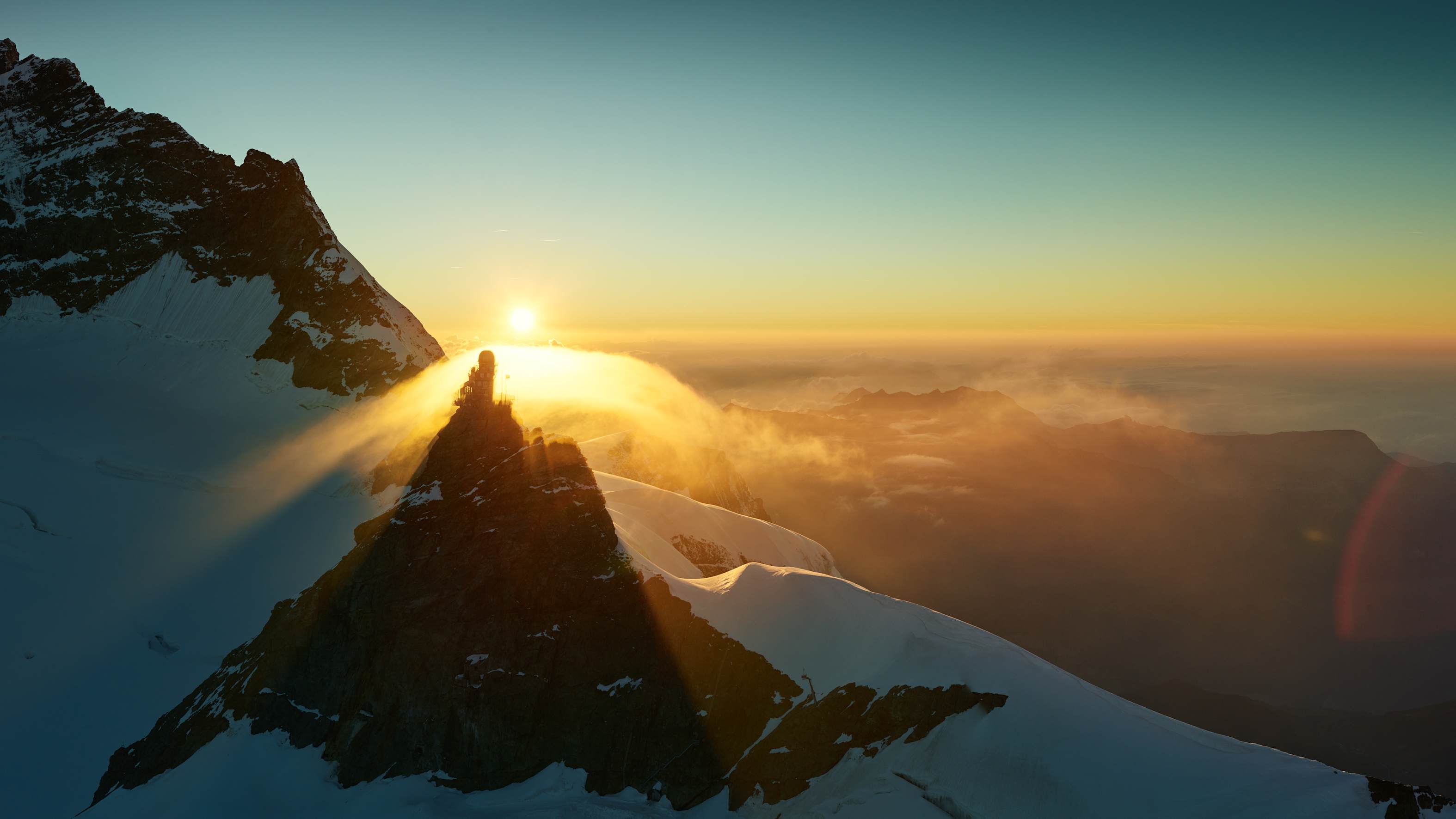 Jungfraujoch Sphinx Aussicht Sonnenuntergang