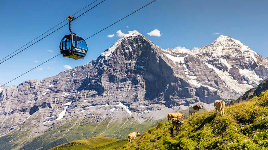Gondelbahn Grindelwald Maennlichen Eiger Moench Sommer