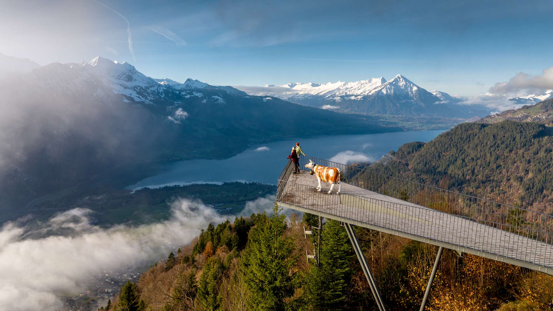 Harder Kulm Herbst Zwei Seen Steg Paar