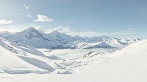 Bussalp Schlitteln Big Pintenfritz Panorama Eiger Jungfrau