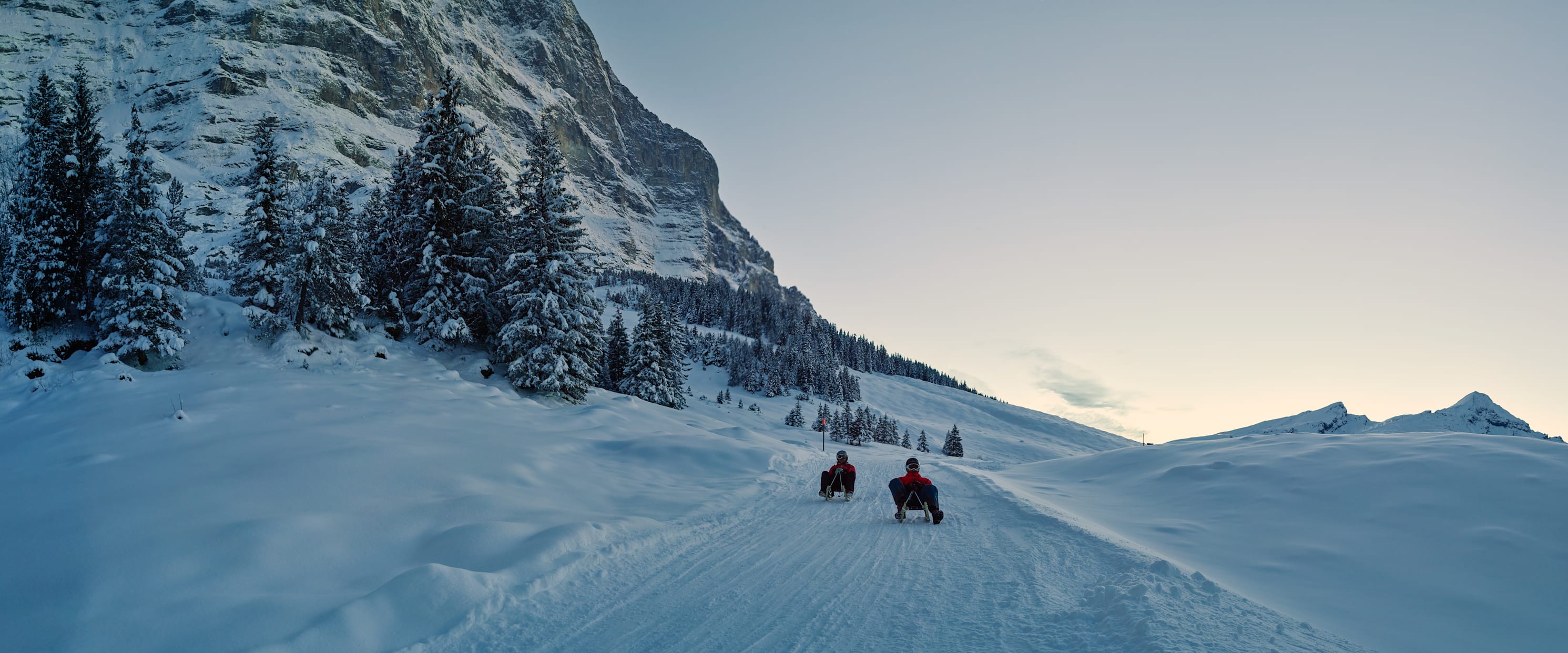 Schlitteln Eiger Run Eigernordwand Abend