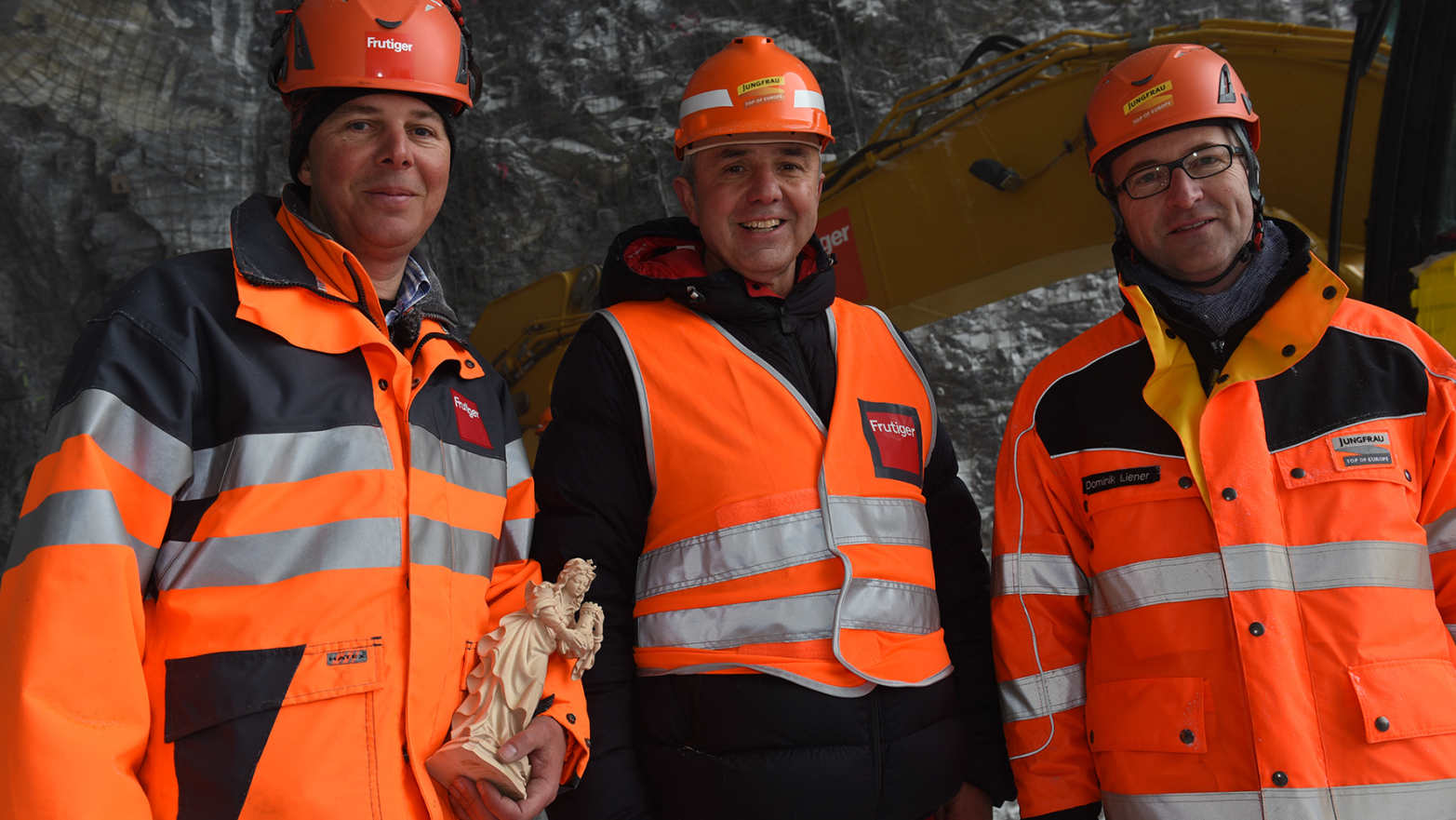 Pascal Liechti Urs Kessler und Dominik Liener mit heiliger Barbara