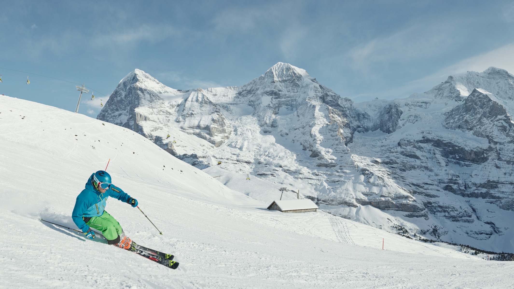 Kleine Scheidegg Skifahren Lauberhorn Eiger Moench Jungfrau