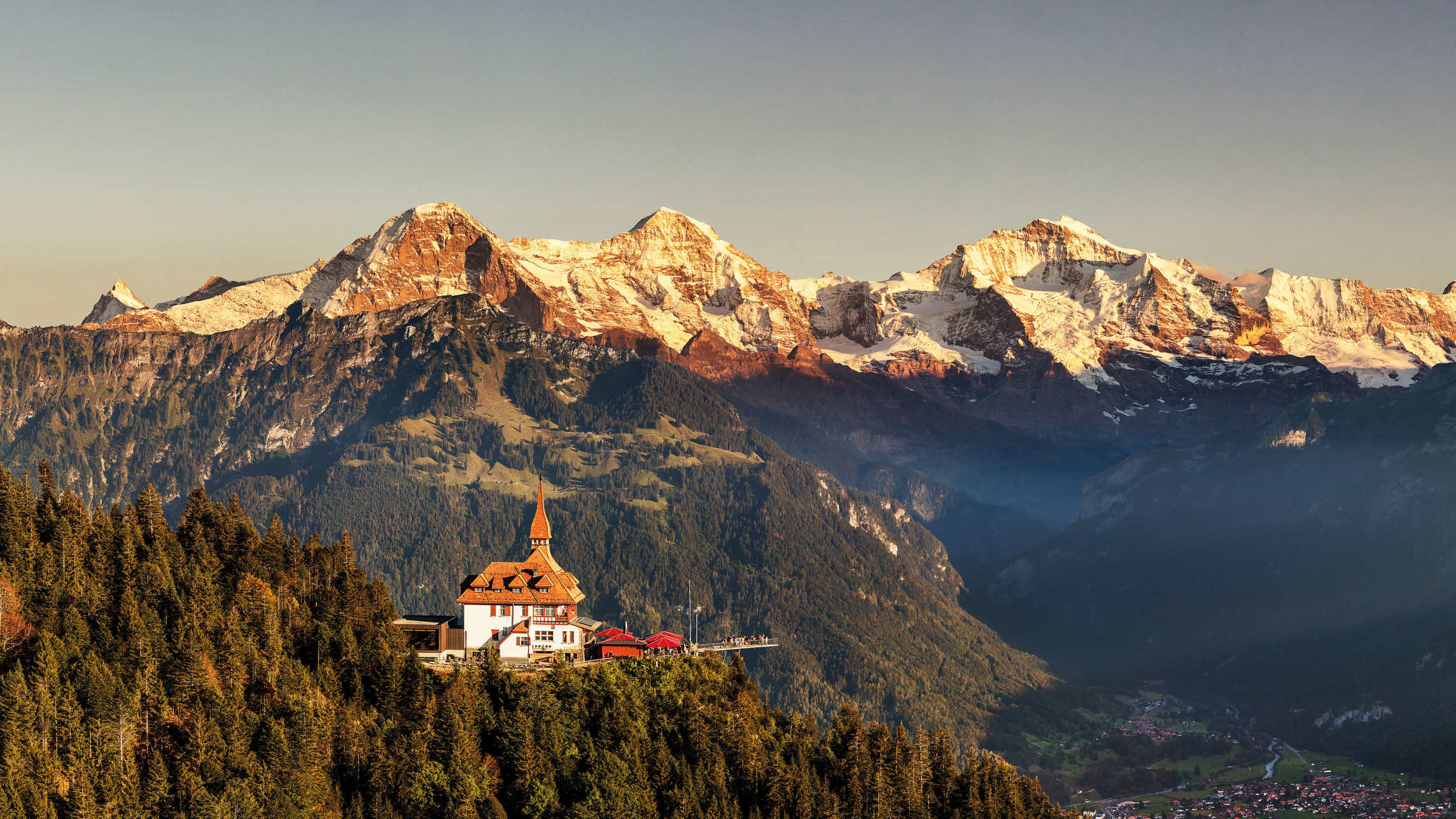 Harder Kulm Panorama Eiger Moench Jungfrau Sonnenuntergang