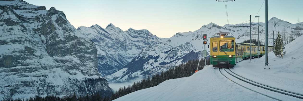 Wengernalpbahn Winter Wengen Alpen Panorama