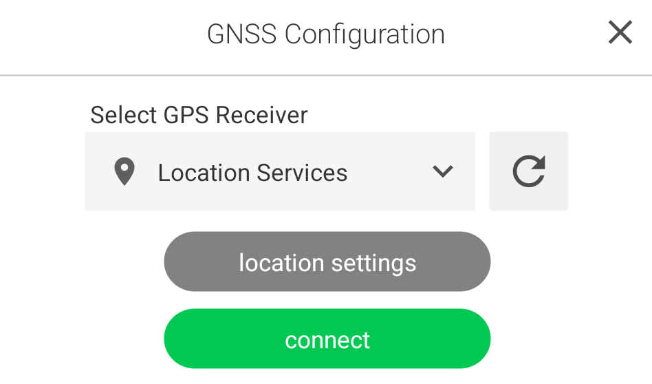 screenshot of Uinta showing location services as the selected GPS Receiver