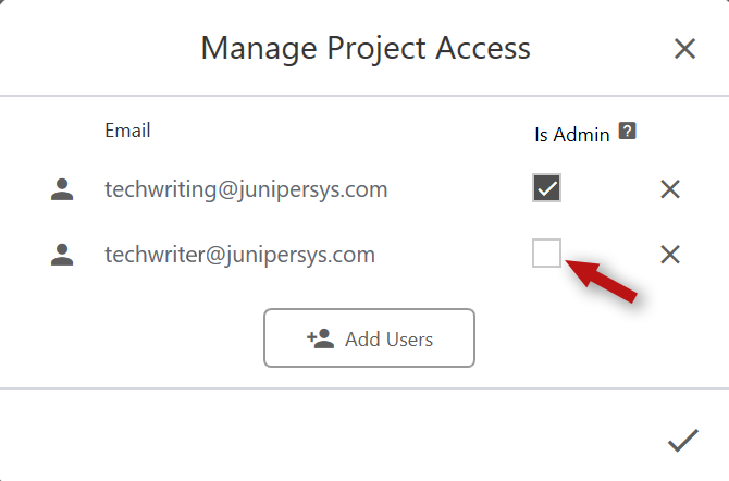 Is Admin checkbox