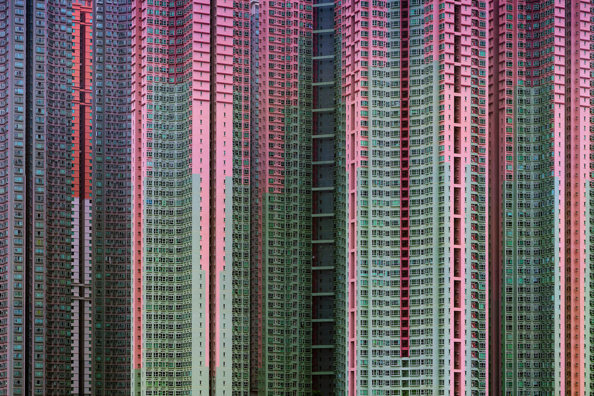 pink turquoise and purple high houses