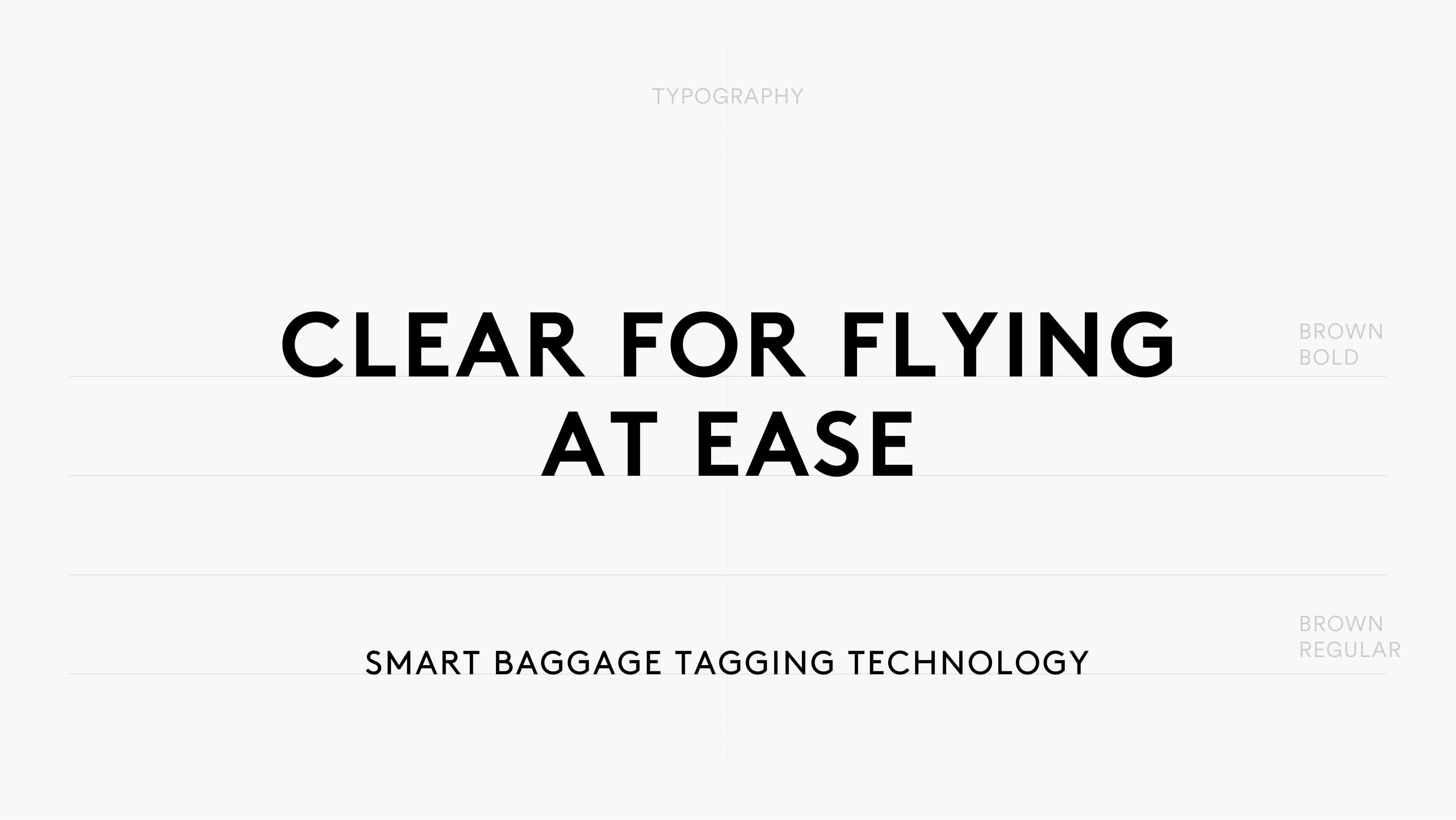 Rimowa-Font: »CLEAR FO FLYING AT EASE« in Brown Bold und »SMART BAGGAGE TAGGING TECHNOLOGY« in Brown Regular