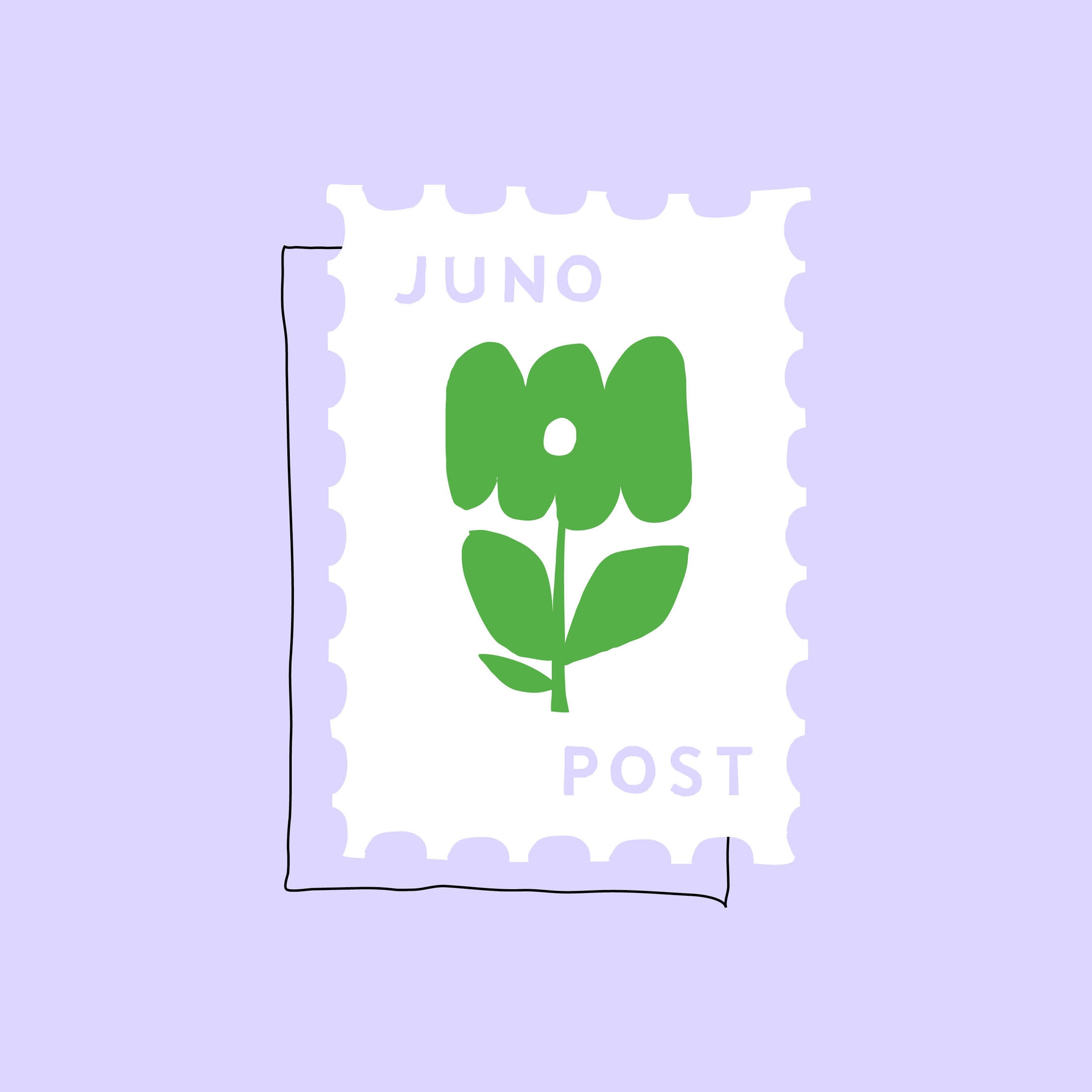 JUNO Briefmarke mit grüner Blume