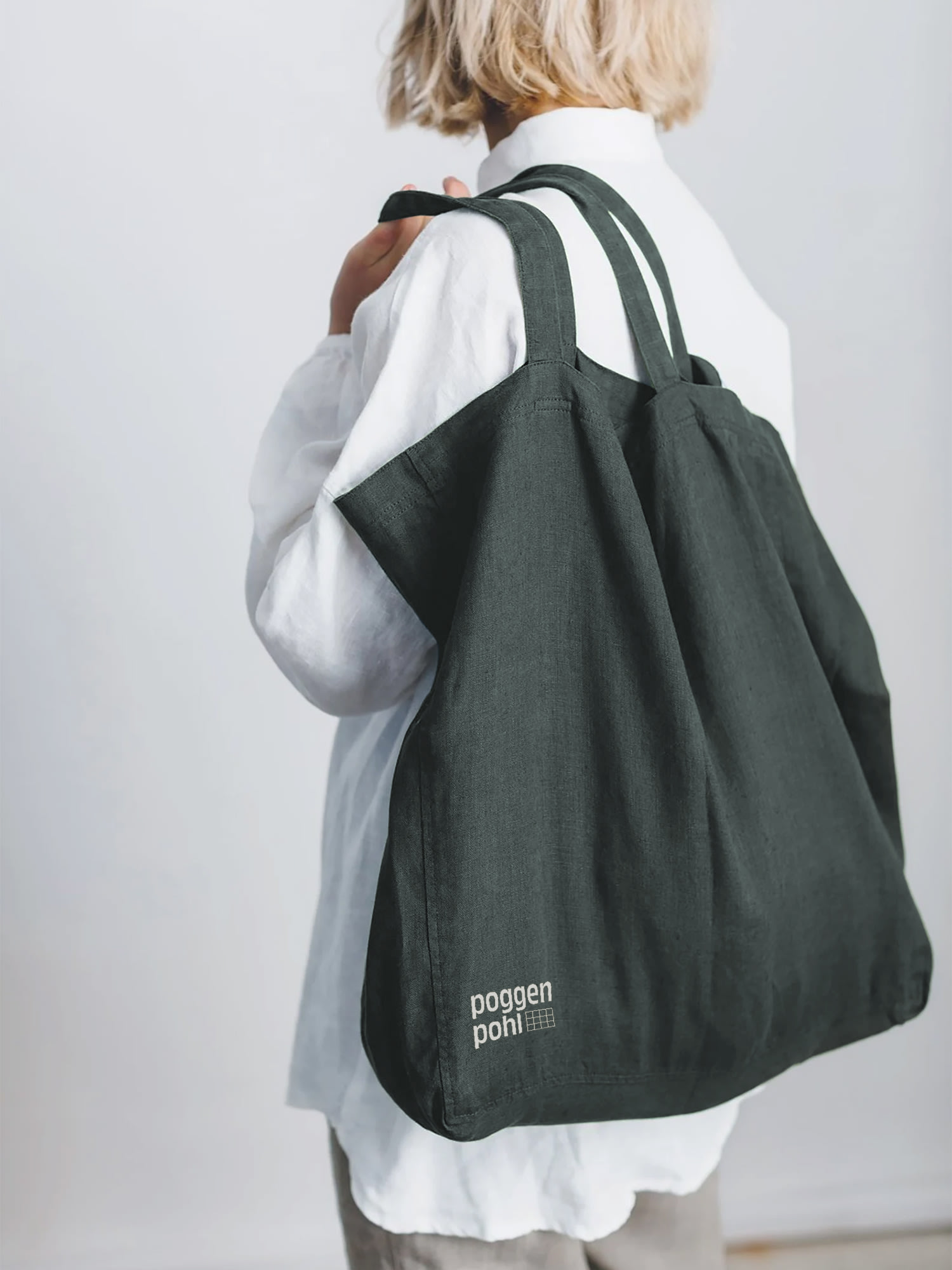 Green jute bag with logo