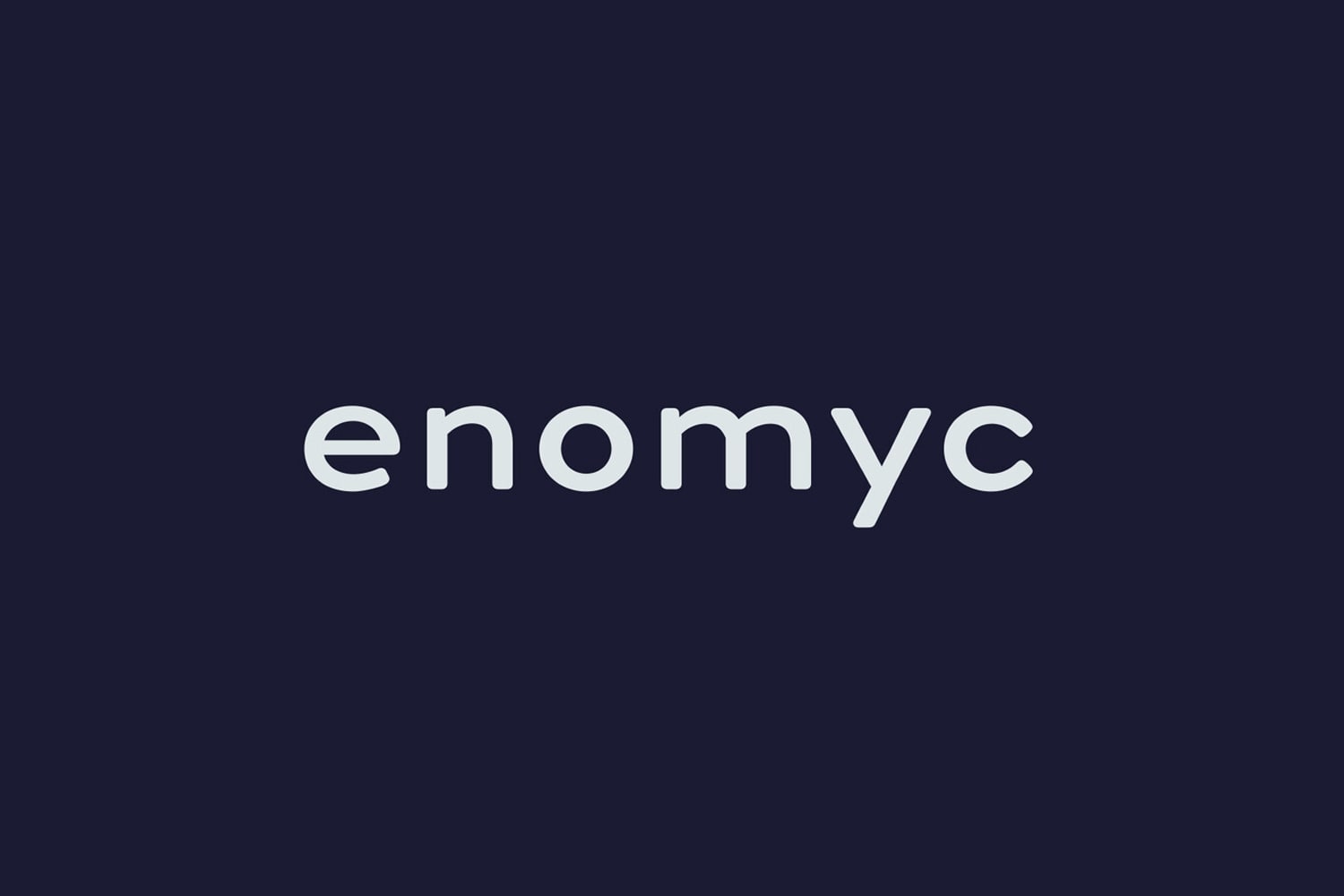 Bright enomyc logo on dark blue background