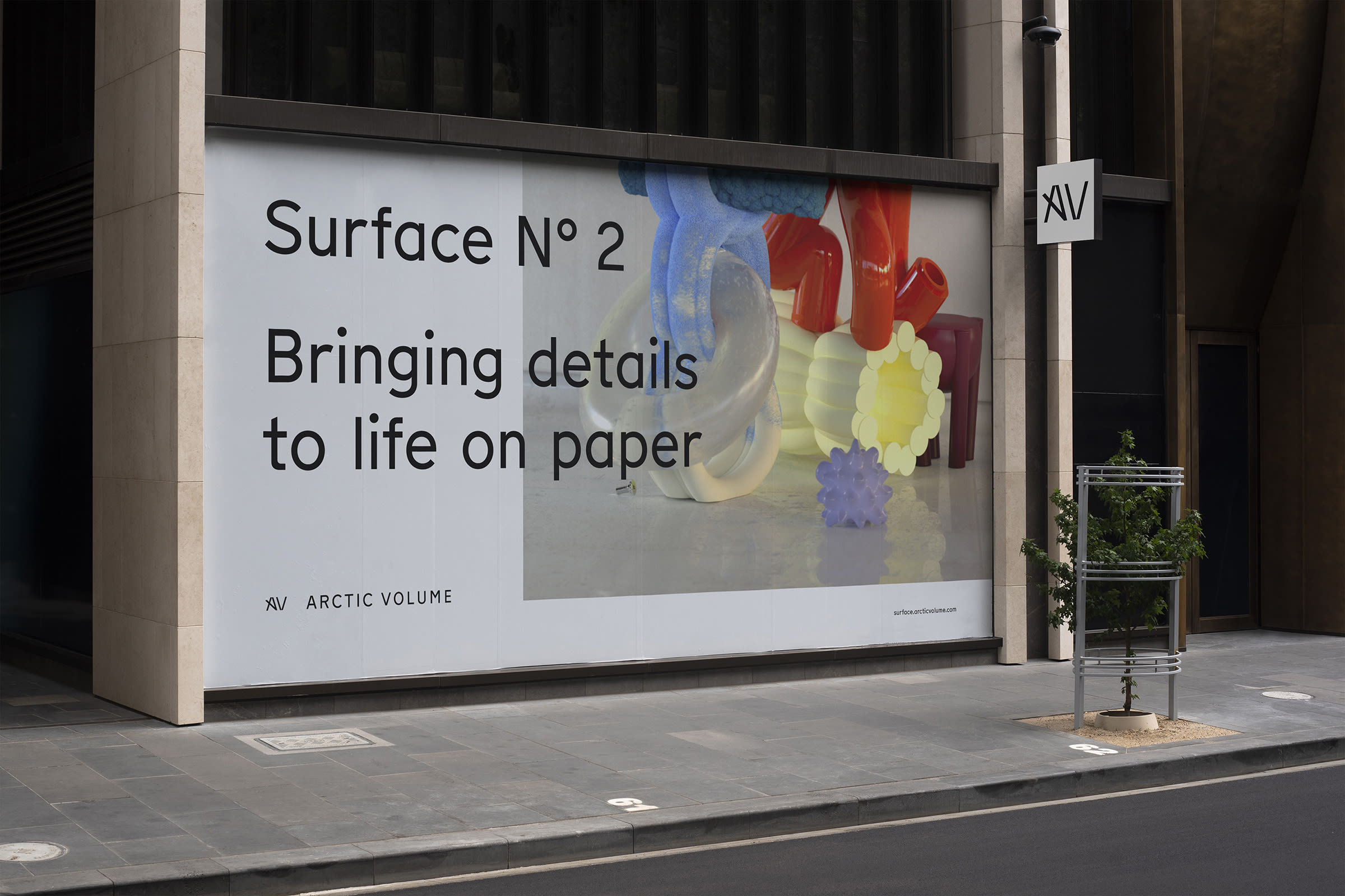 Billboard mockup with Surface N°2 poster