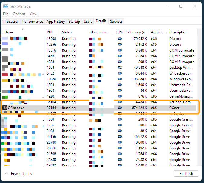 Found GGPoker process name in Task Manager, now save it.