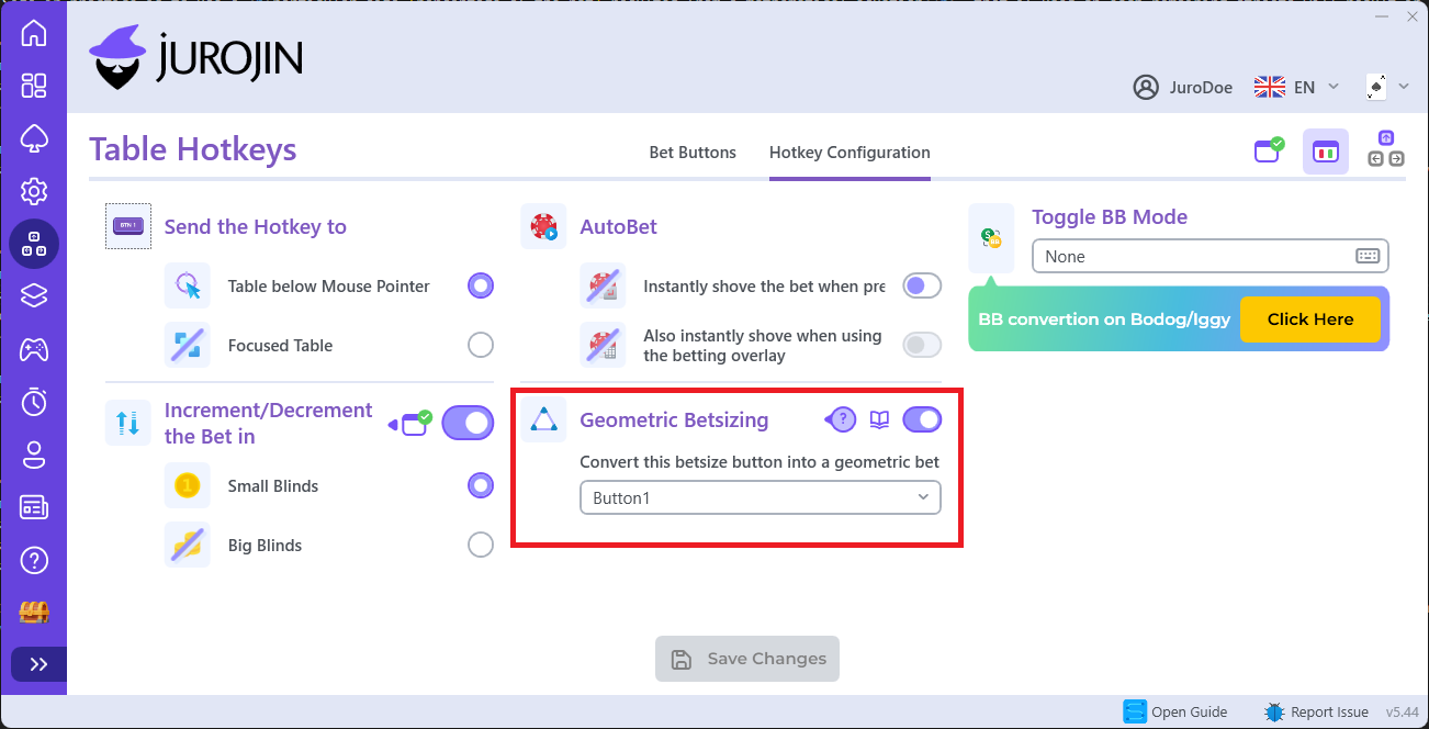 Enable Geometric Size Screenshot