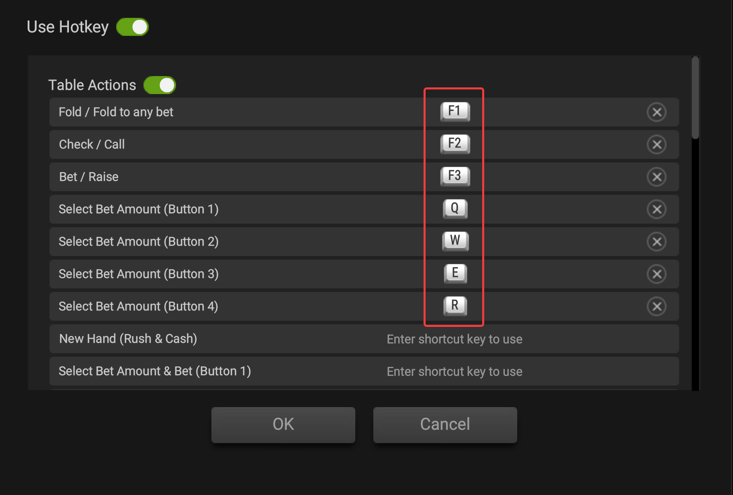 Configure GGPoker built-in hotkeys
