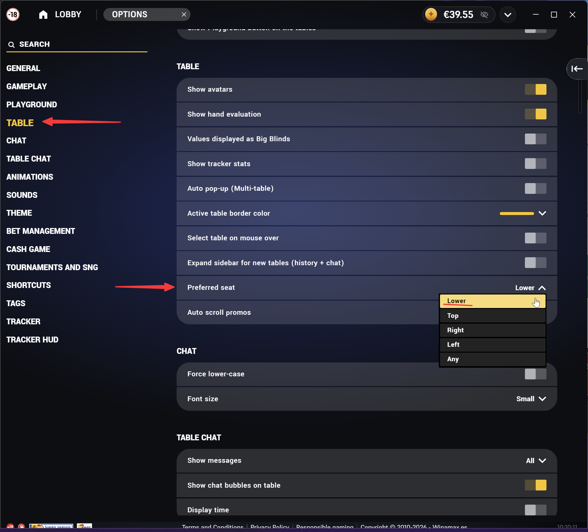 Play Winamax with seat positions and Actions history Overlays