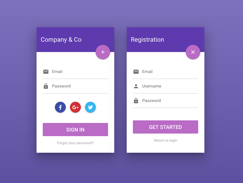 Quasar Framework Login & Registration Form Card Component Example · GitHub