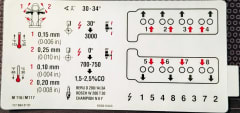 Engine Data Sticker M116 M117 V8 Valve Clearance R107 W126