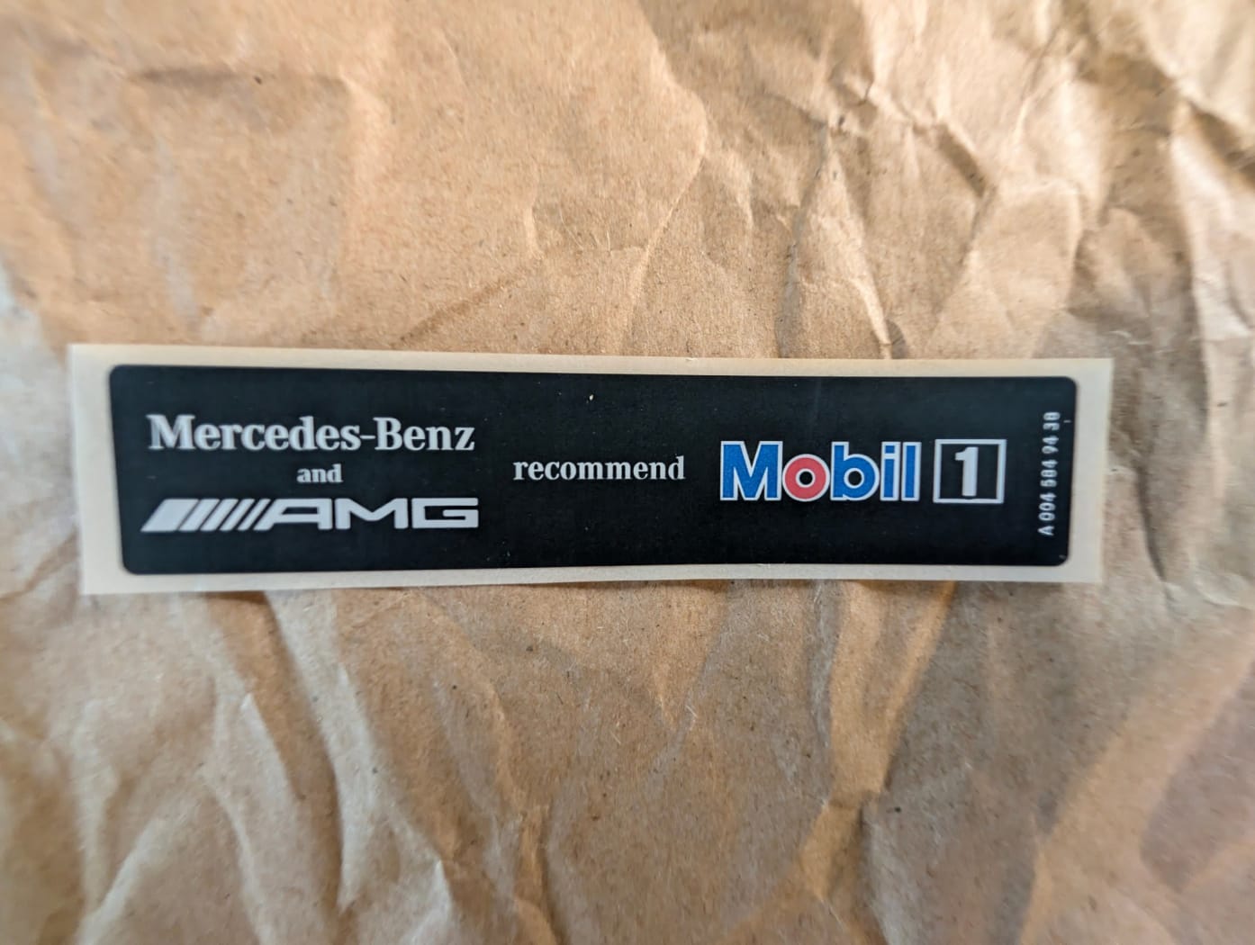 Mercedes and AMG Mobil 1 Oil decal — A 004 584 94 38 — photo 1 of 2