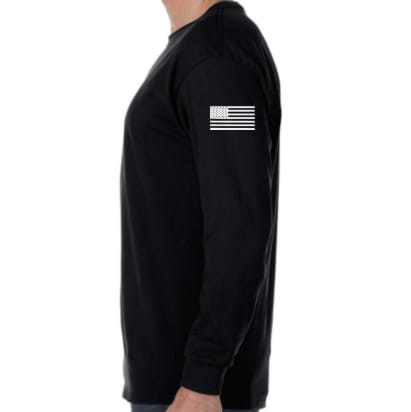 Sleeve logo, re-stacked — Vertical re-stack, light underlay on Softshell sleeve