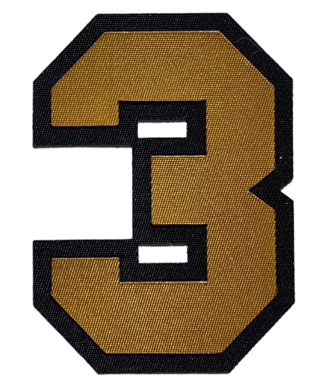 Team numbers, tackle twill — Two-layer twill applique on Mesh jersey