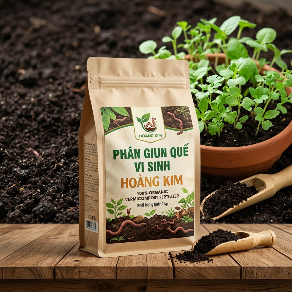 Phân Giun Quế Hữu Cơ Vi Sinh Hoàng Kim