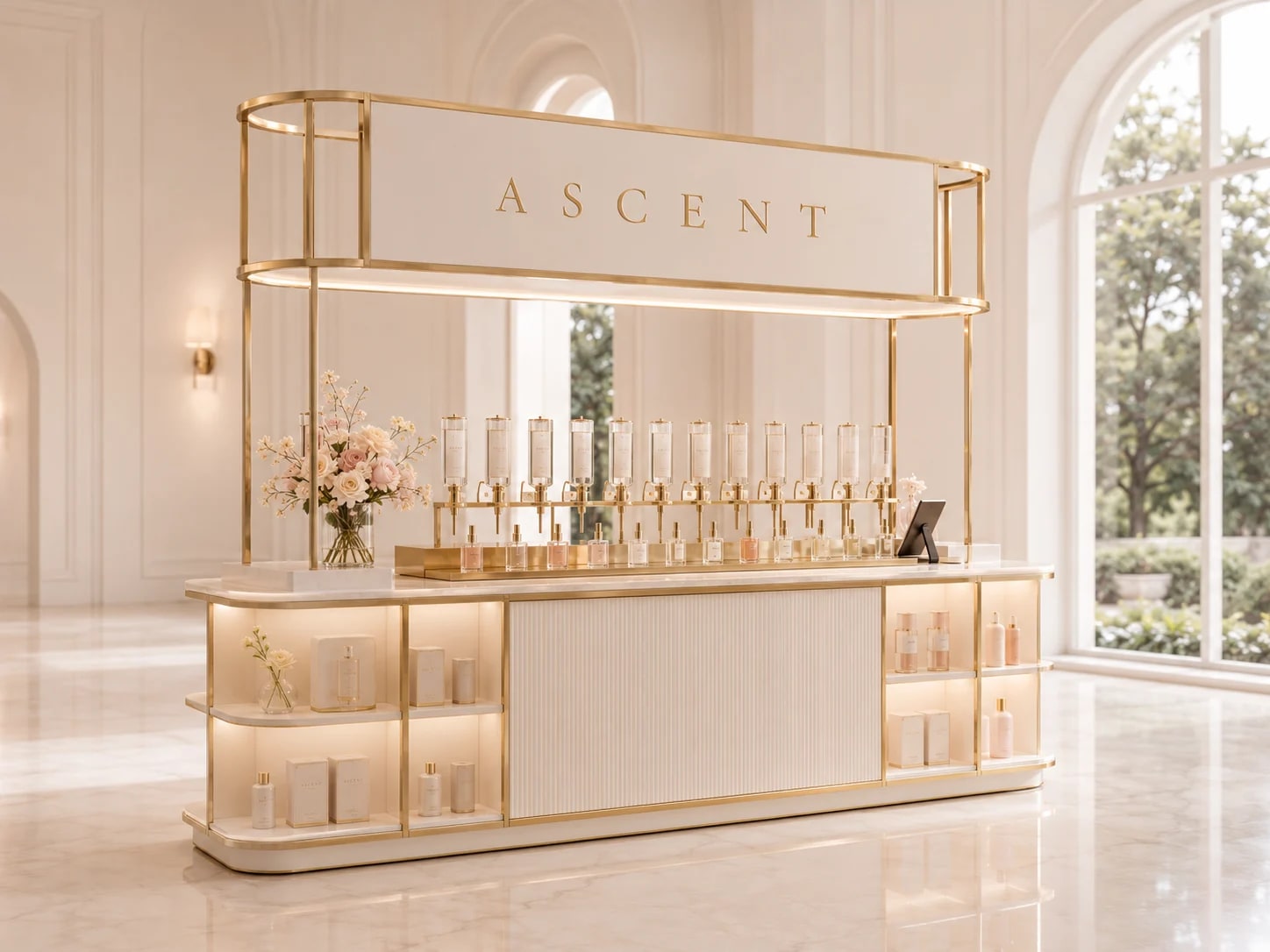 Guests blending scents at the mobile Ascent Station bar