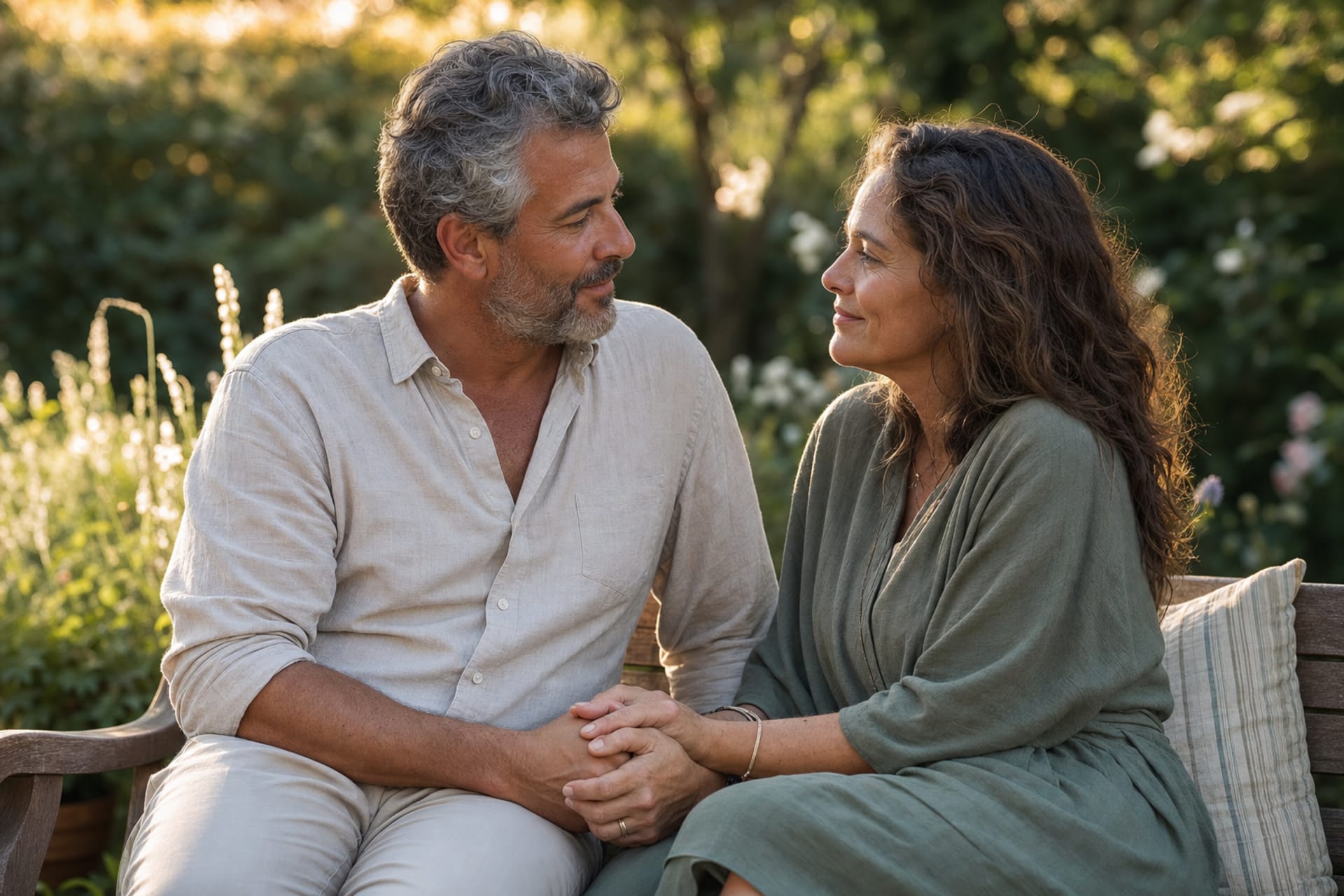 Couple connecting during a customized couples therapy retreat.