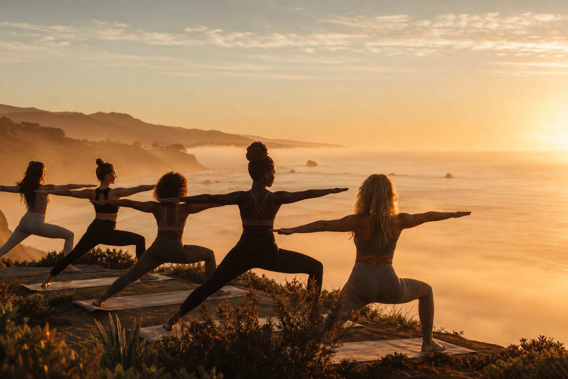 Small group of women journaling and reflecting outdoors at a wellness retreat for women in California
