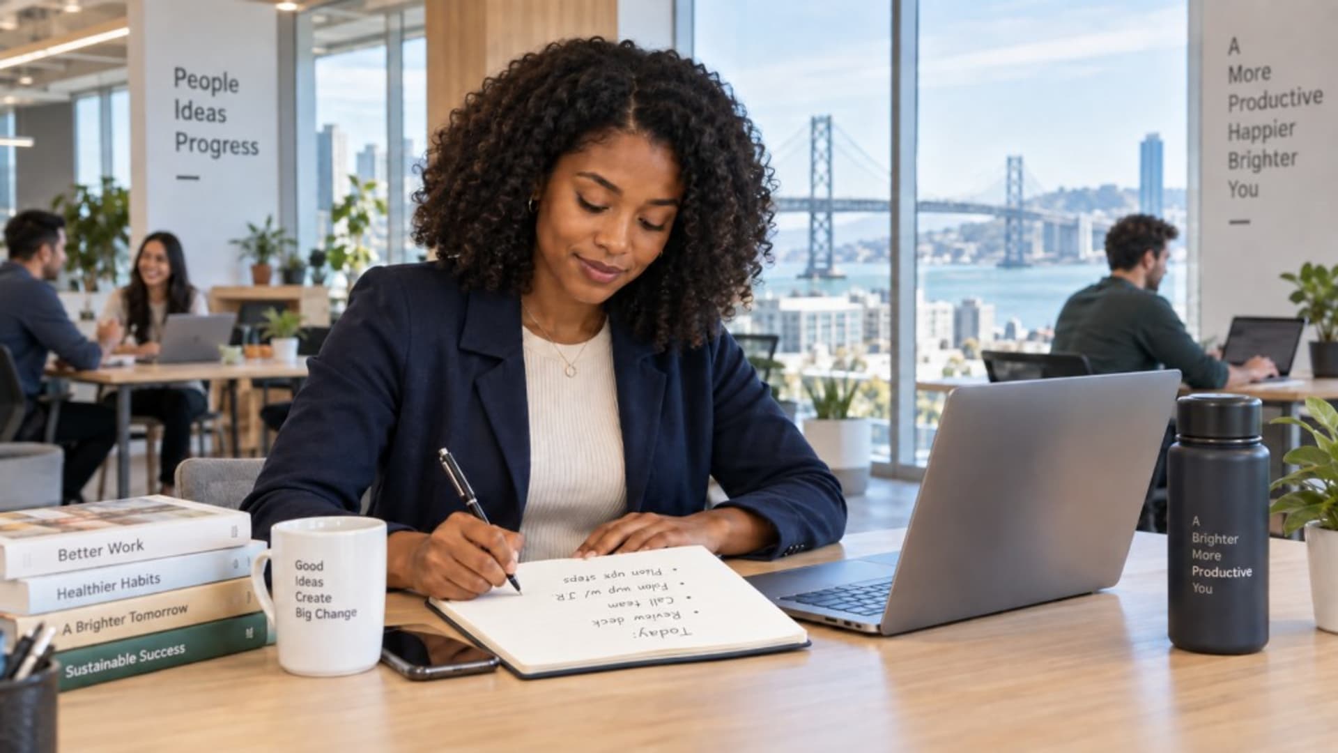 15 evidence-based productivity tips for sustainable success at work, planning the day at a desk overlooking the San Francisco Bay