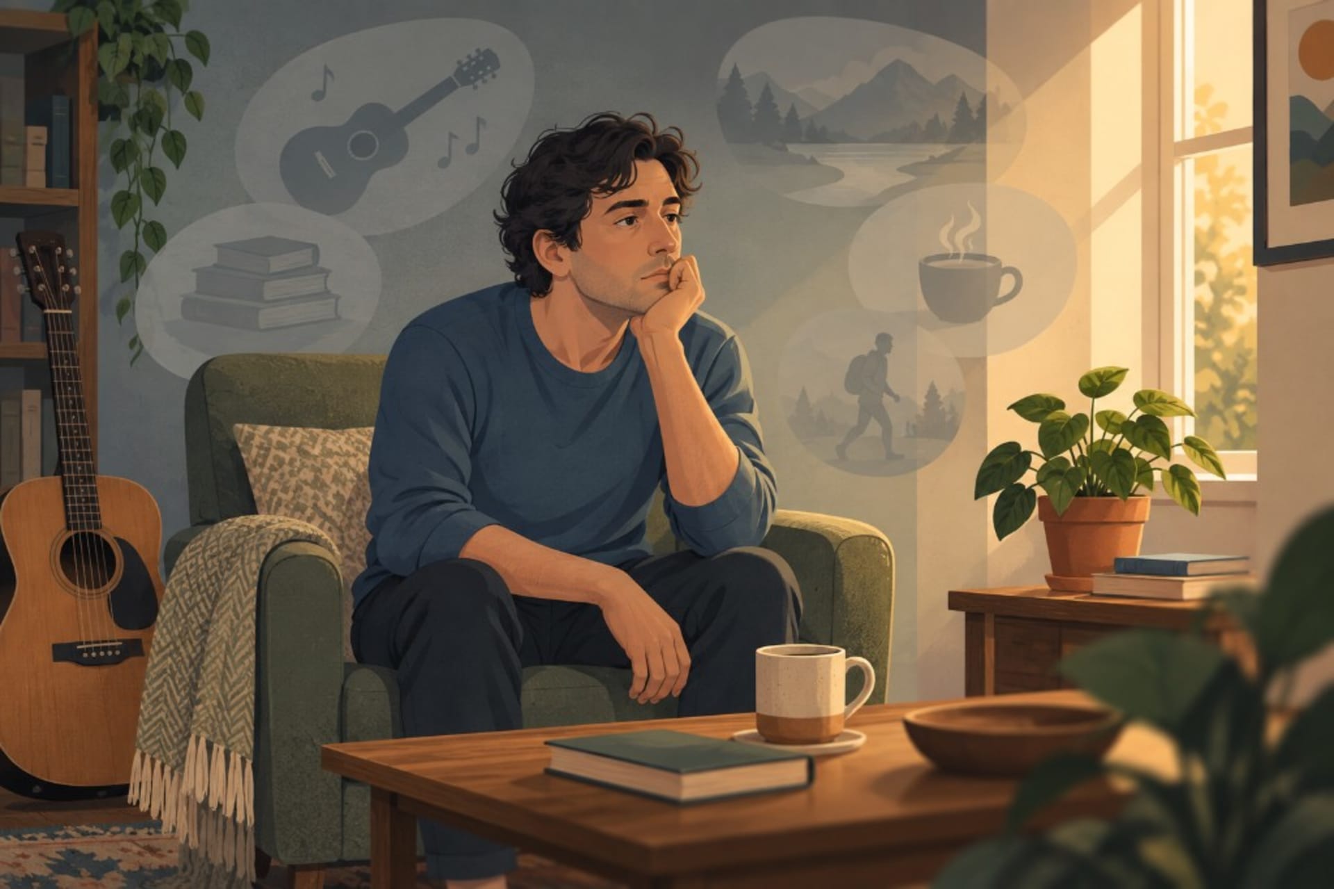 Anhedonia: when nothing feels good, sitting with thoughts of hobbies, music, and people that used to bring pleasure