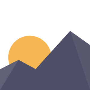 Minimalist illustration of a yellow sun partially behind two dark blue mountains against a white background, evoking the serene ambiance often found at trauma bond reflection and values-based growth.