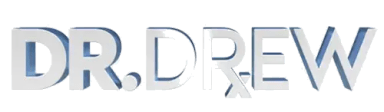 The text "DR. DREW" in large, bold, metallic letters
