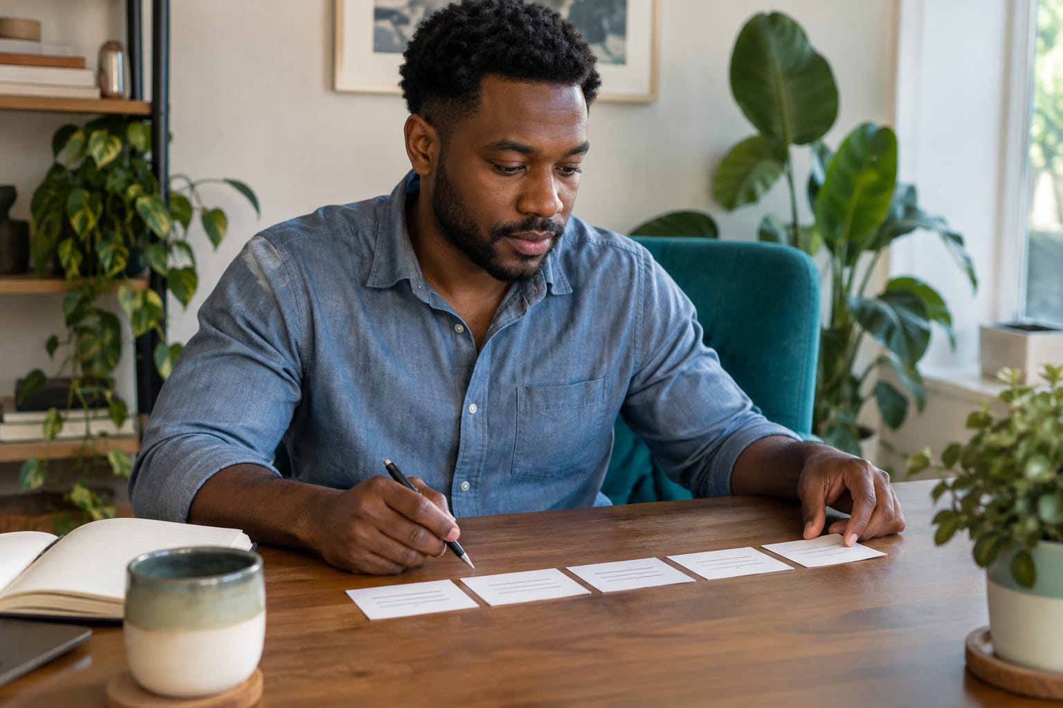 Structuring a speech with index cards to organize three to five main points