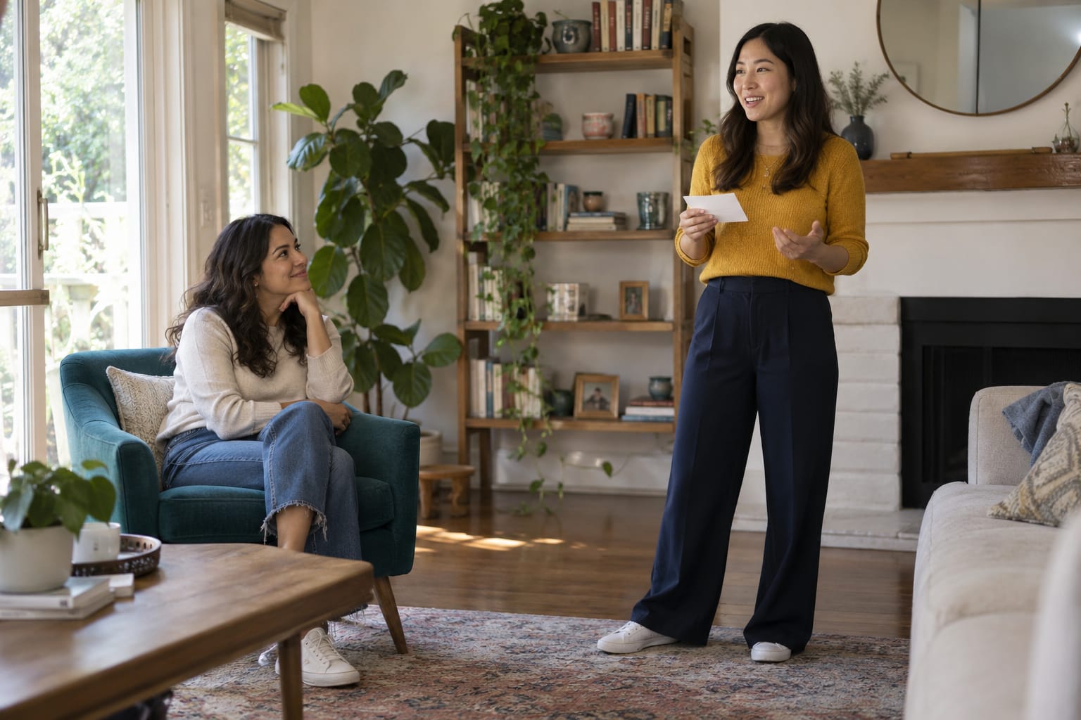 Practice public speaking out loud at home with a friend to build confidence