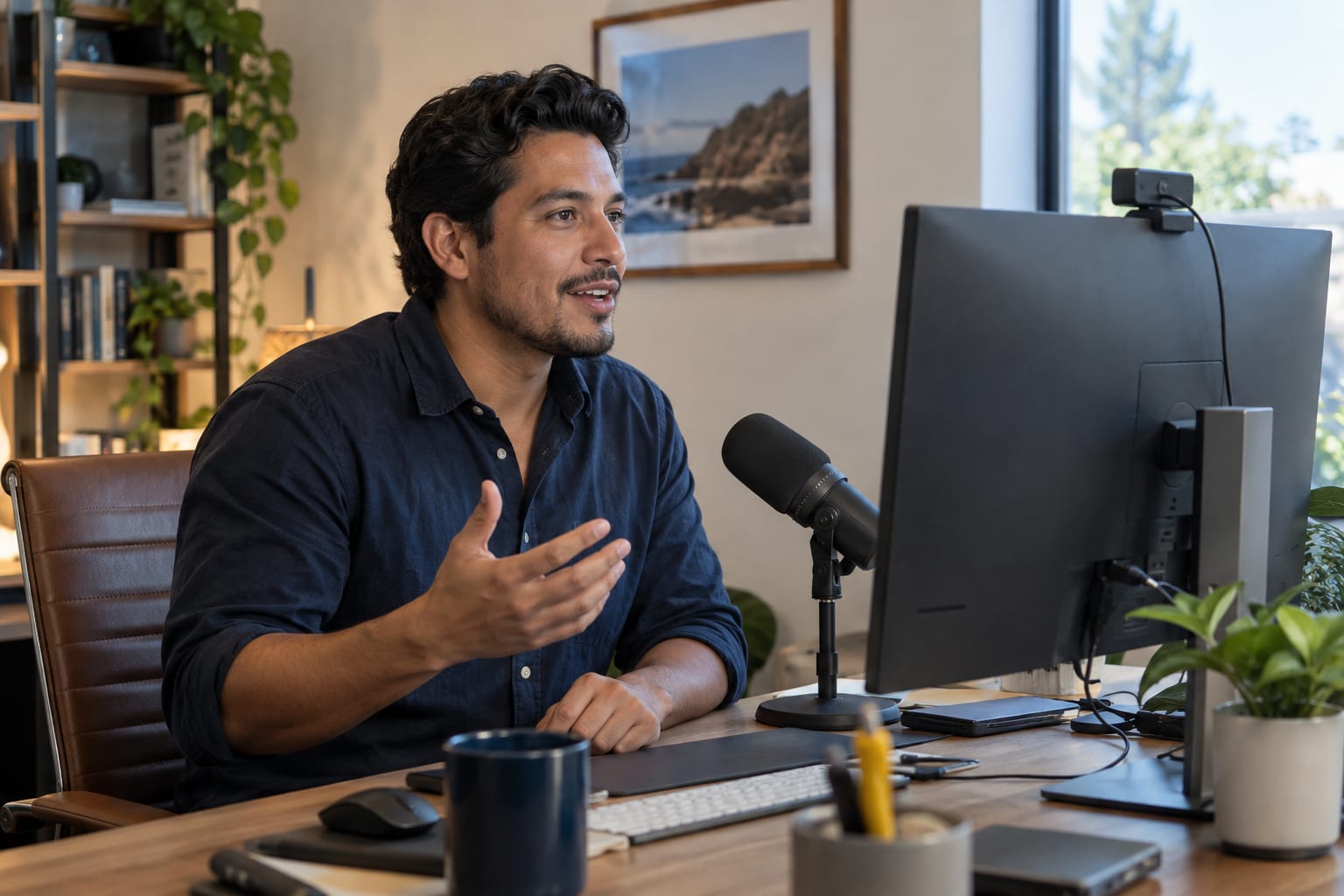 Public speaking on Zoom: presenting on a webinar with a microphone and webcam