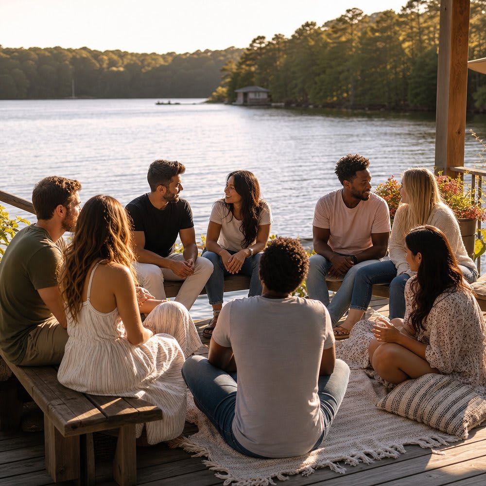 Group of young couples at a customized couples retreat