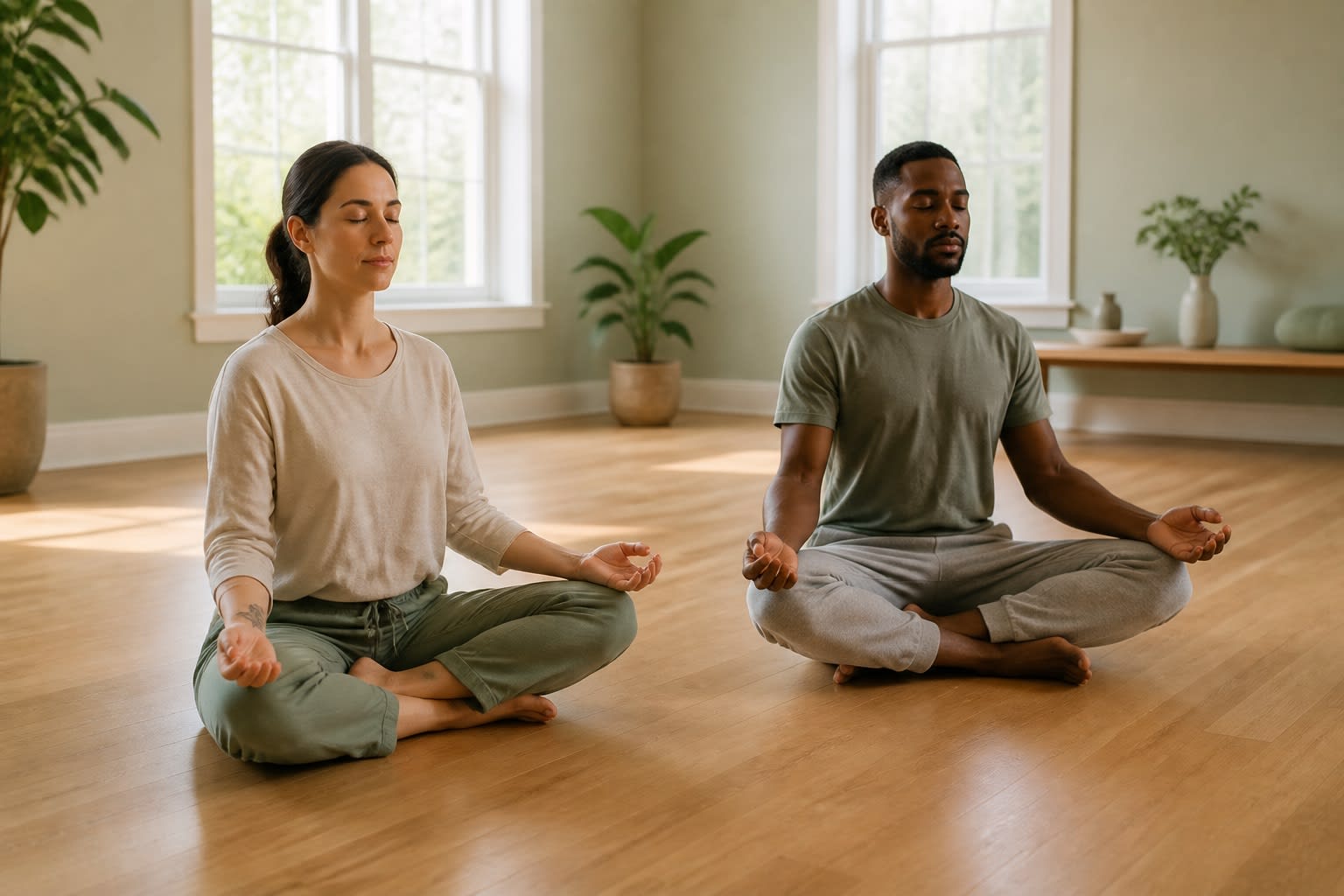 People practicing mindfulness meditation together