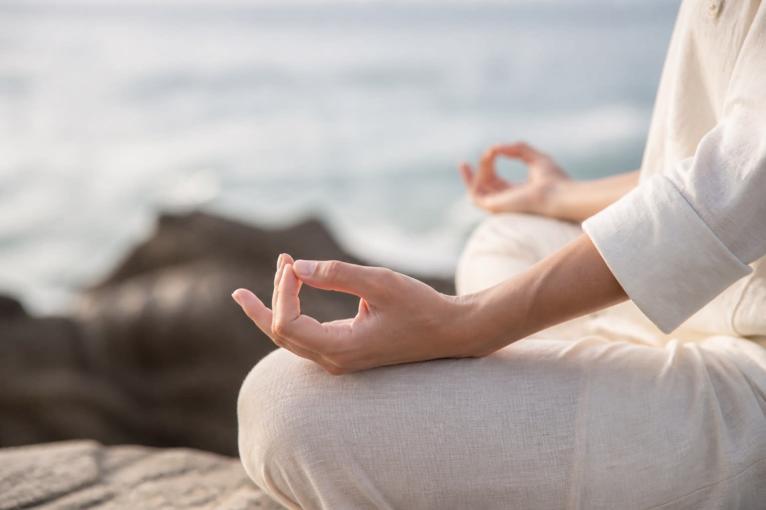 Meditation hands and mindful presence