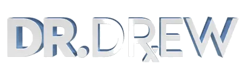 The image shows the text "DR. DREW" in large, bold, metallic letters on a white background, evoking the professionalism you might expect from top health and wellness retreats near me.