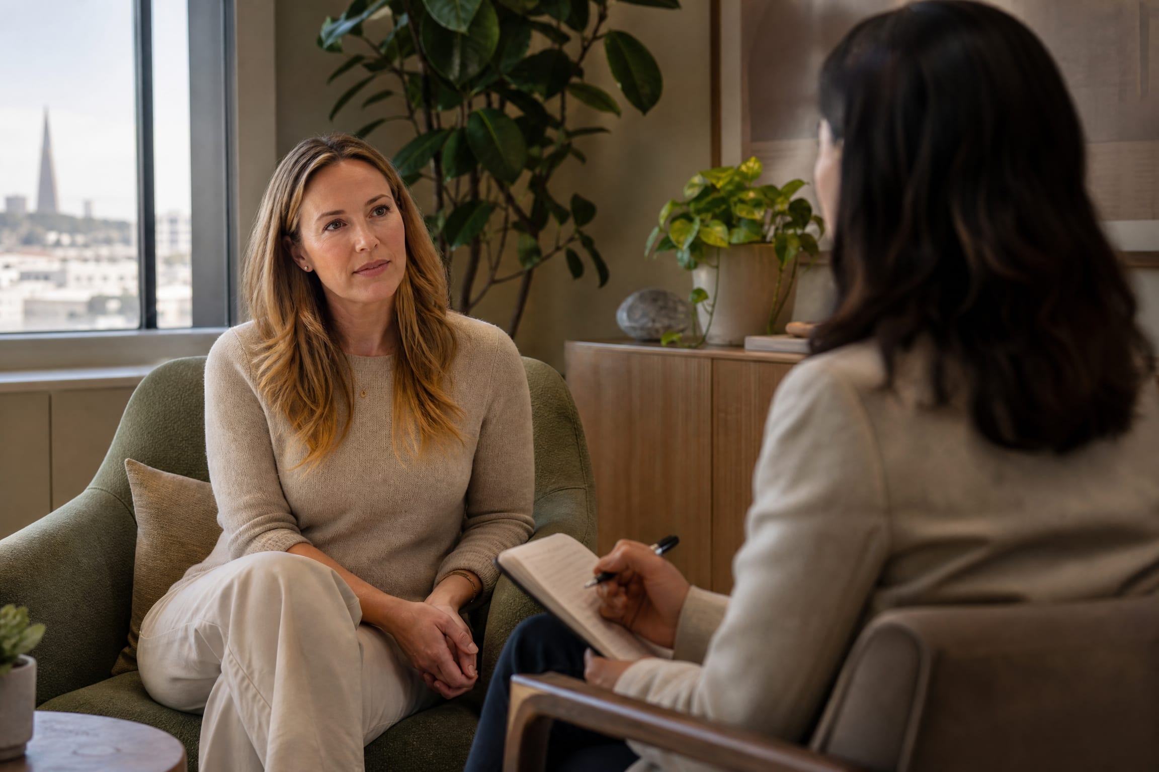 Career counseling session in San Francisco — therapist helping client navigate career transition near me near me in San Francisco, CA