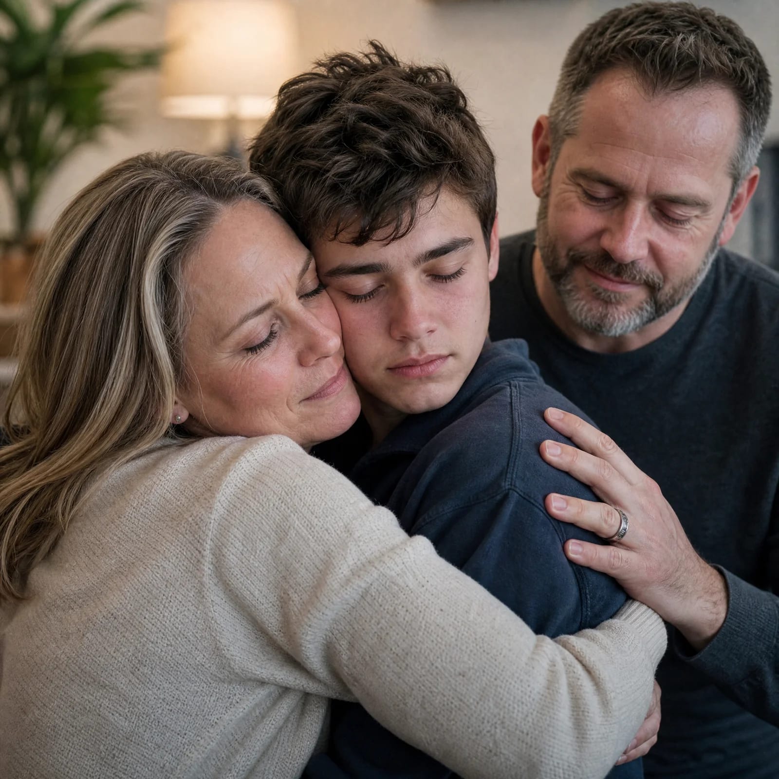 Parents and children repairing connection during family counseling in San Francisco
