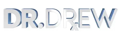The image shows the text "DR. DREW" in large, bold, metallic letters on a white background, evoking the professionalism you might expect from top health and wellness retreats near me.