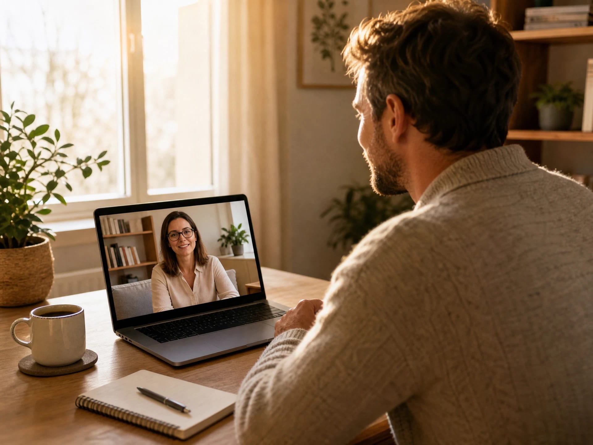 a person in front of their computer with their online therapist engaging in the ketamine administration process and doing online ketamine therapy in San Francisco