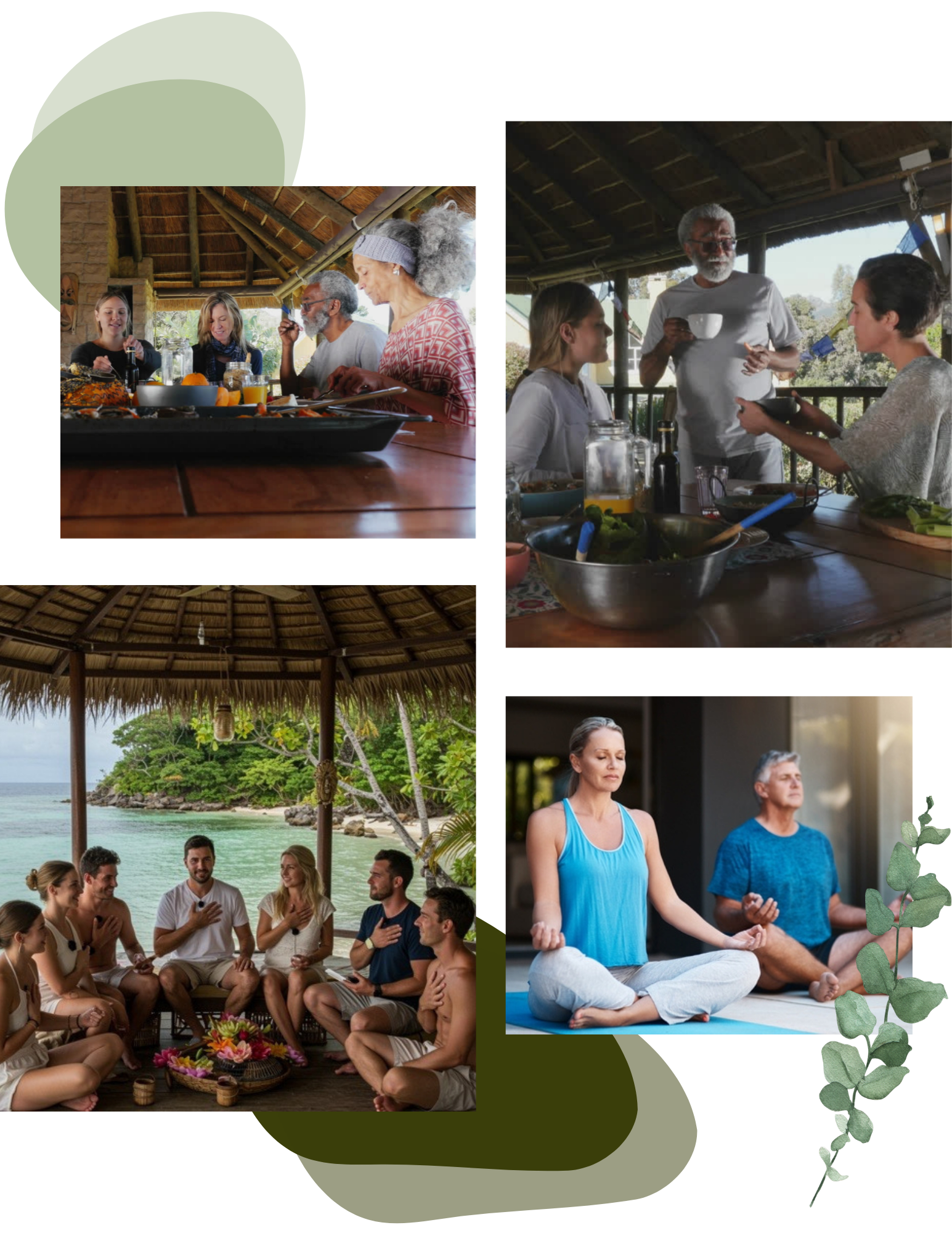 Group meditation and wellness activities at a customized mental wellness retreat.