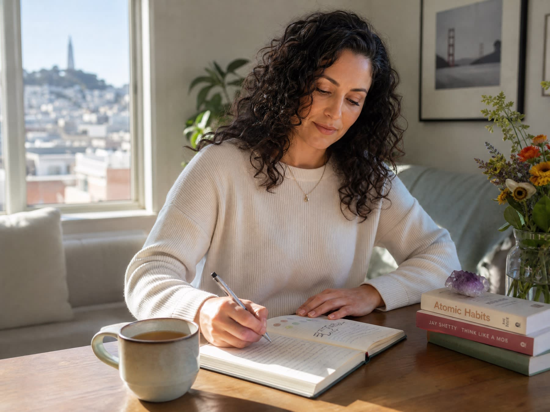 Person journaling in San Francisco apartment, bipolar therapy near me in San Francisco, CA