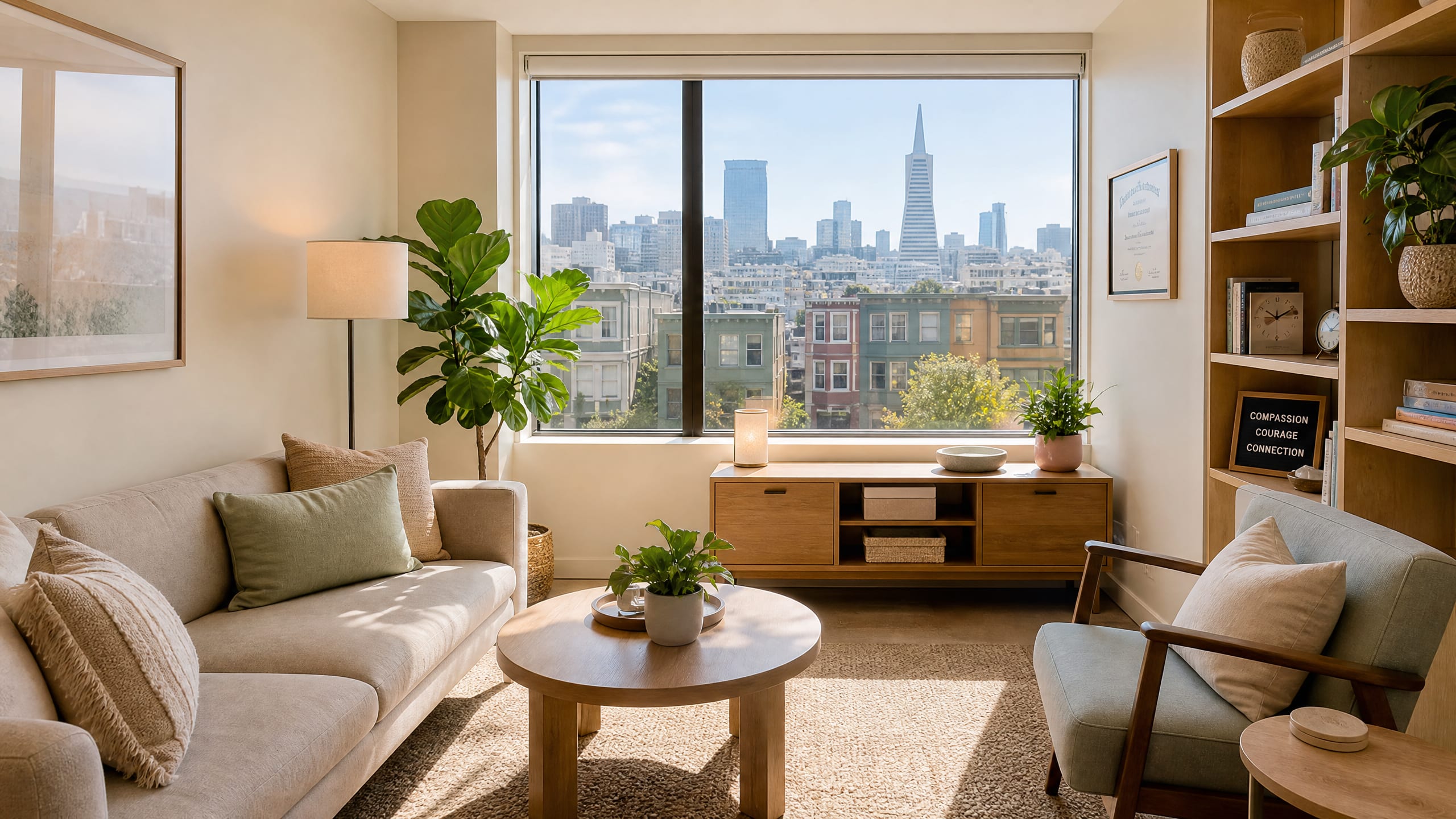 Warm therapy office at Bay Area CBT Center in San Francisco near me in San Francisco, CA