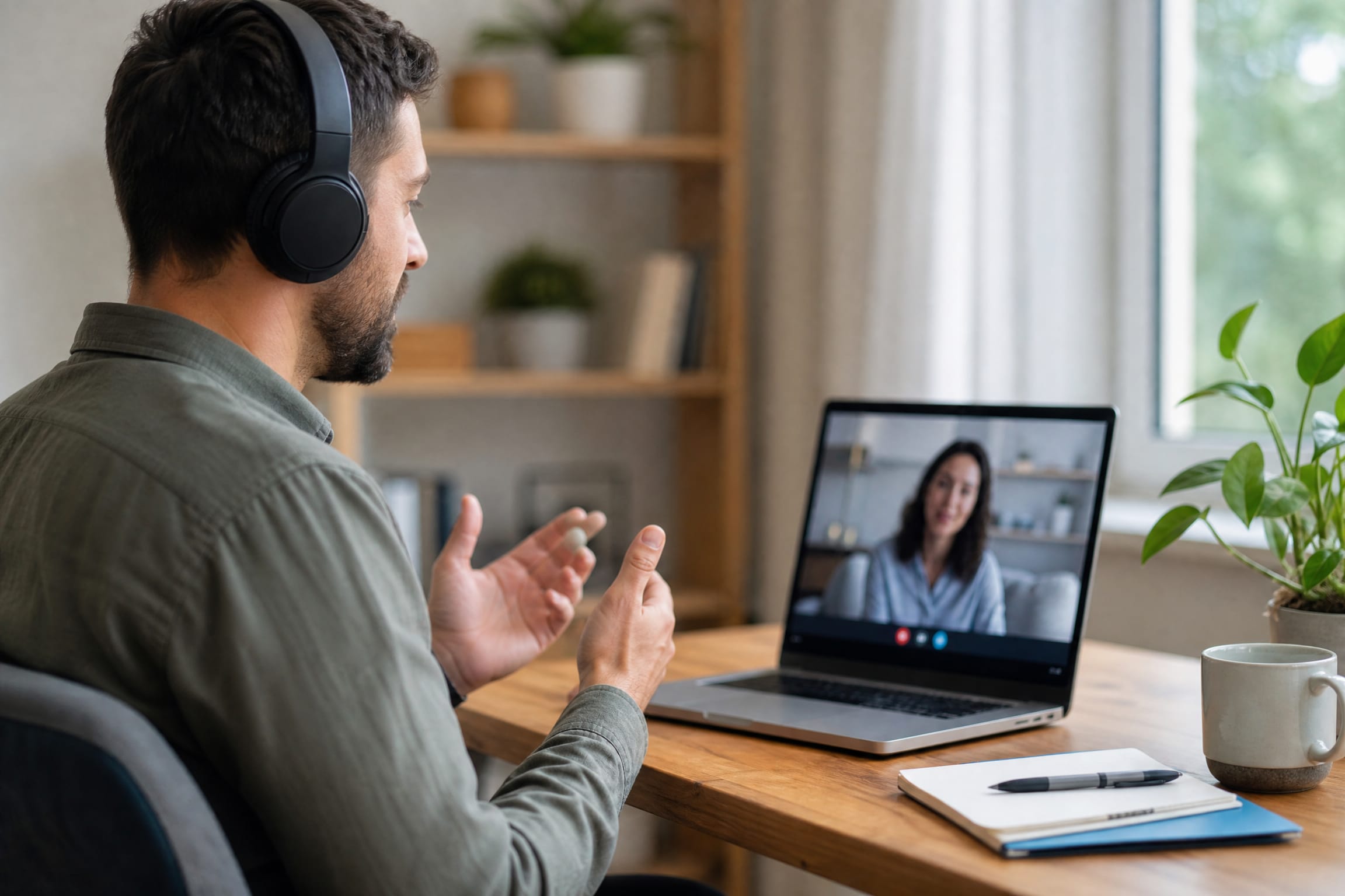 Client having an online therapy session from home near me in San Francisco, CA